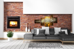 living room loft interior with sofa and Wall pattern brick in wh