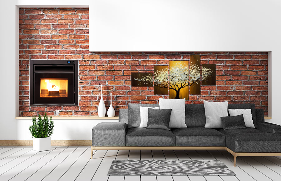 living room loft interior with sofa and Wall pattern brick in wh